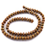 Perles d'eau douce couleur bronze pâle semi ronde 5mm